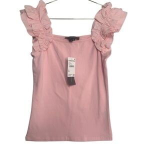 French Connection Light Pink Ruffle Sleeve Blouse